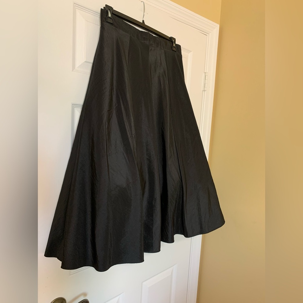 Marina Black Midi Skirt Large Vintage Glam Romantic Noir Dark Academia Gothic - Picture 4 of 8
